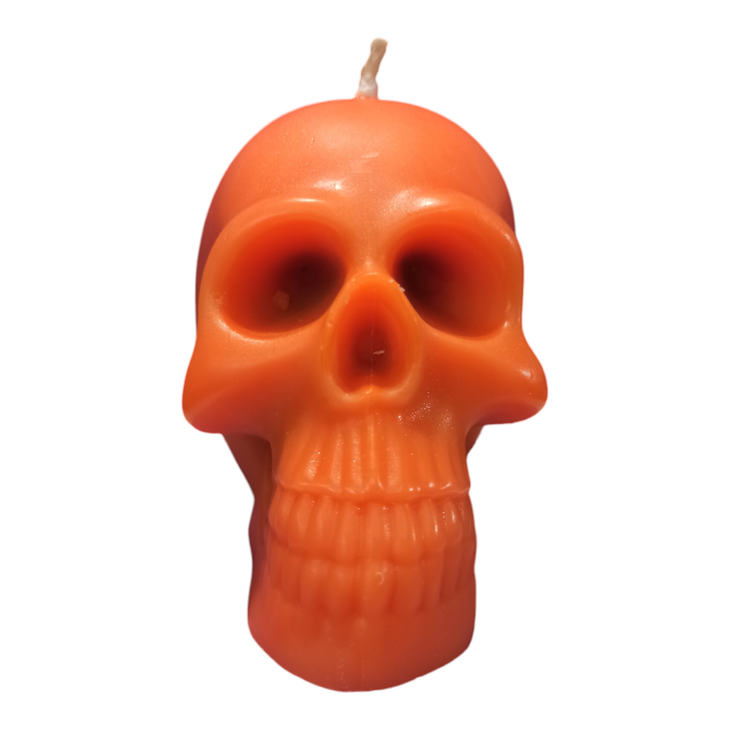 Orange bleeding skull candle for spell 3.15in height