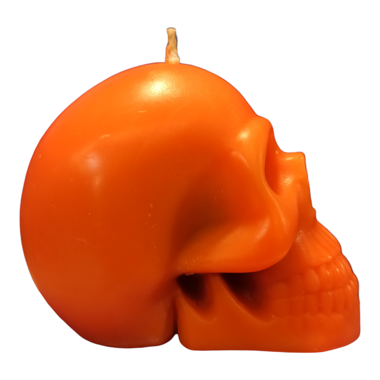 Orange bleeding skull candle for spell 3.15in height